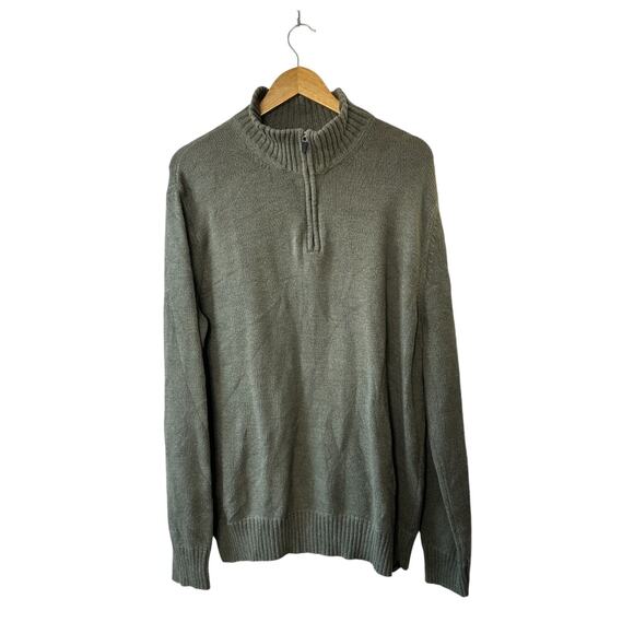 Eddie Bauer Green 1/4 Zip Medium Weight Knit Long Sleeve Sweater Men's Large - Picture 1 of 6